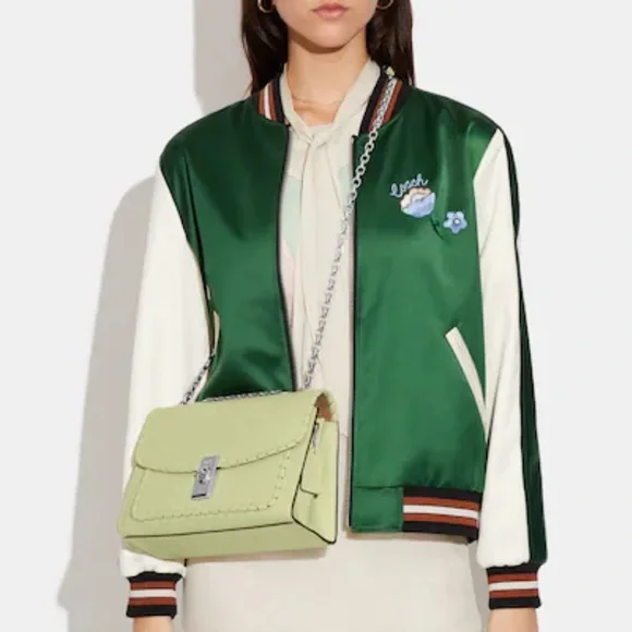 COACH NWT Lane Shoulder Bag With Whipstitch COLOR:
Silver/Pale Lime - Picture 4 of 16